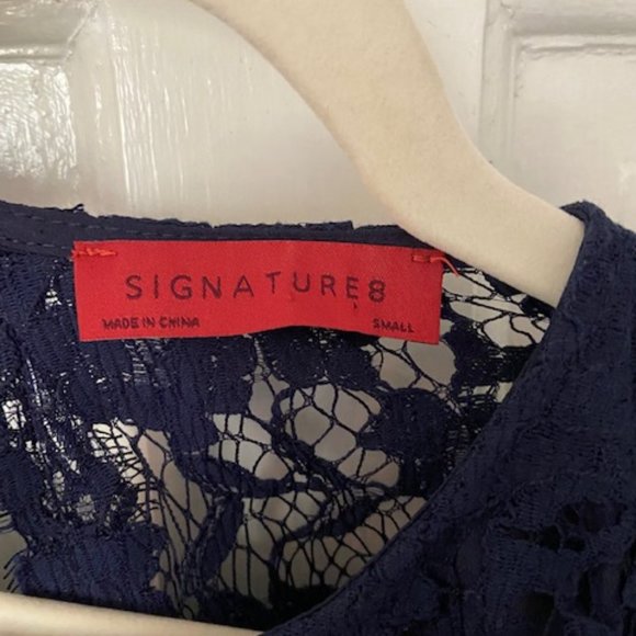 Signatures Navy Lace Dress Size Small - Picture 2 of 5